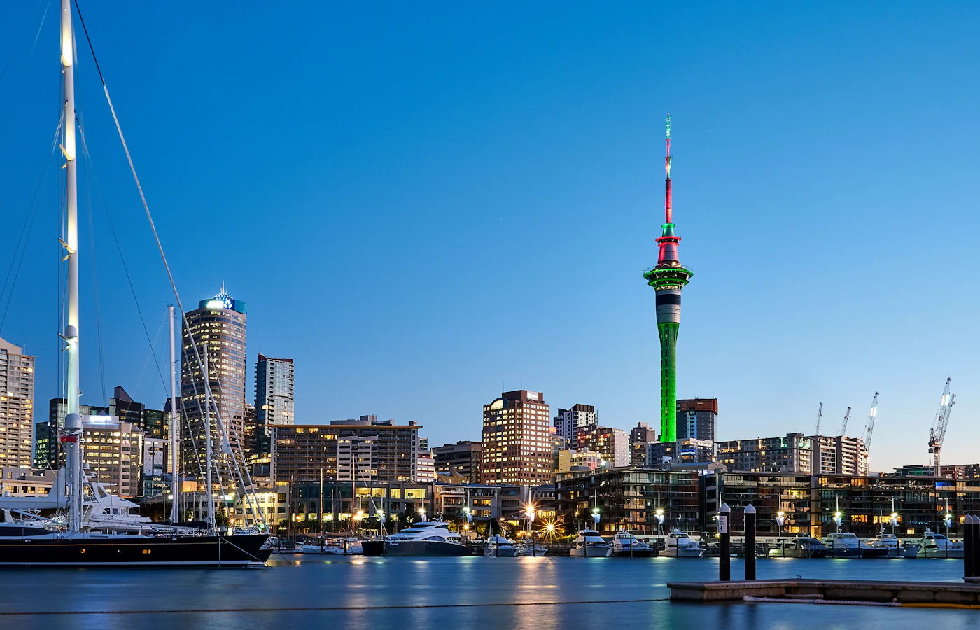 Auckland skyline and Sky Tower, New Zealand