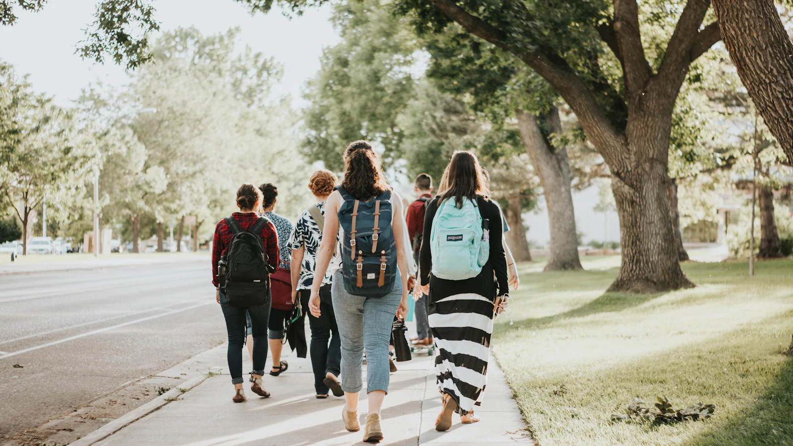 International students walking on a university campus