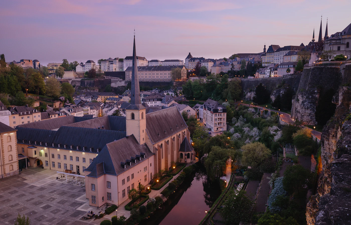 Luxembourg City old town at sunset
